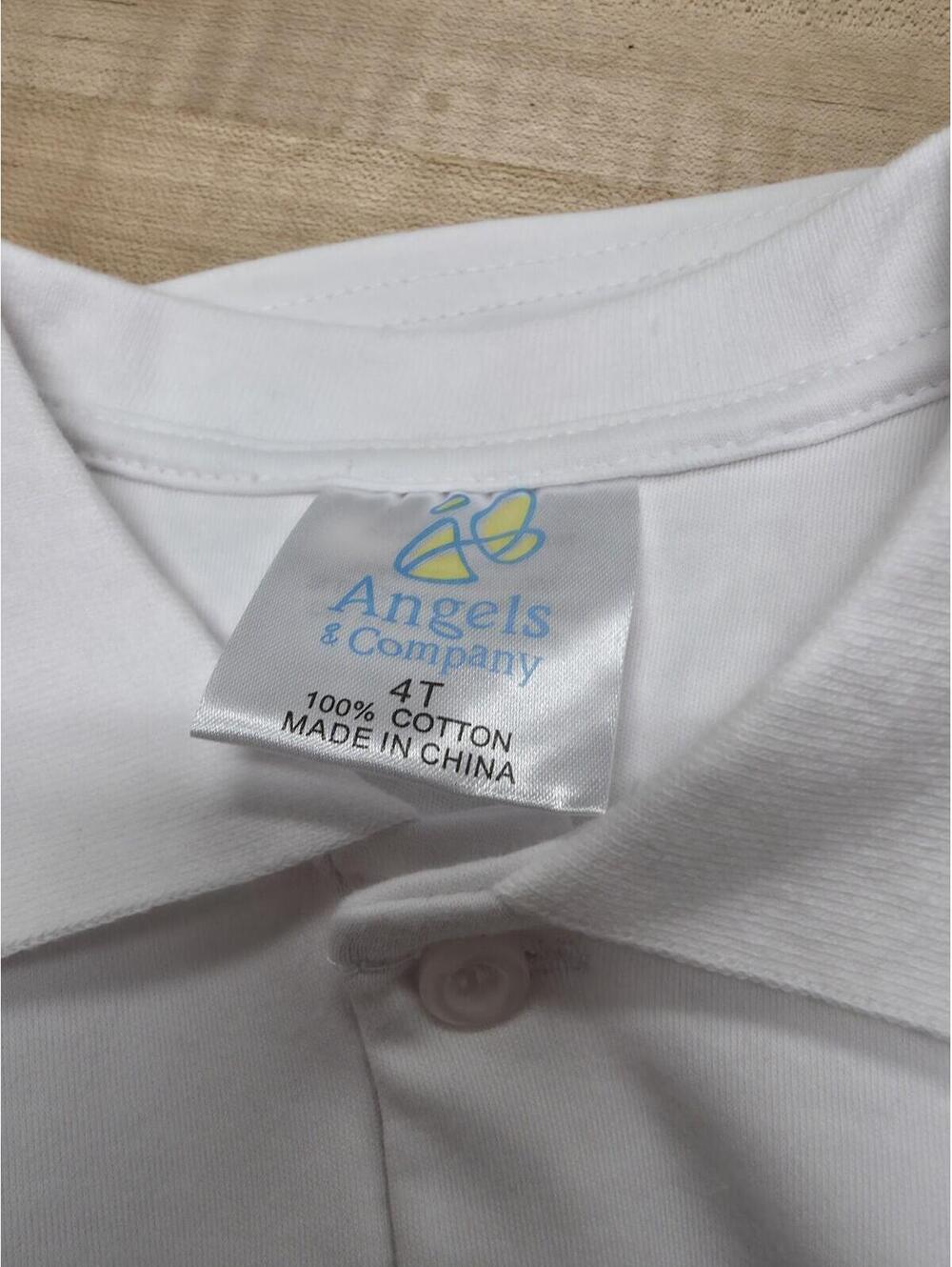 NEW Plain White Short Sleeve Polo Style Collared Shirt 100% Cotton Size 4T - Picture 9 of 10